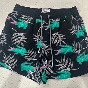 Dark Palms Black and Green Swim Trunks